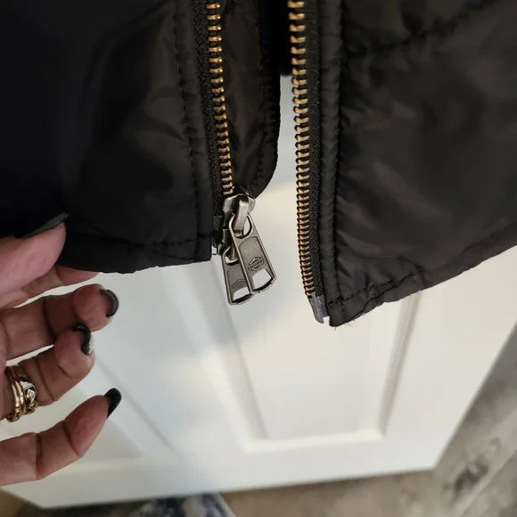 Harley-Davidson Quilted Black Bomber Jacket with Maroon Embroidery - Picture 9 of 10